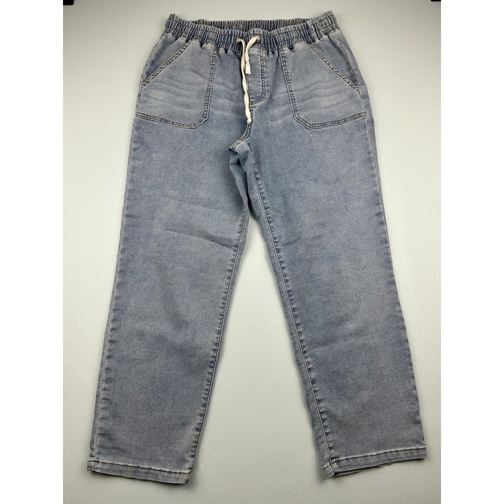 Natural Reflections Womens Light Wash Denim Jogger Pants Elastic Waist Large L